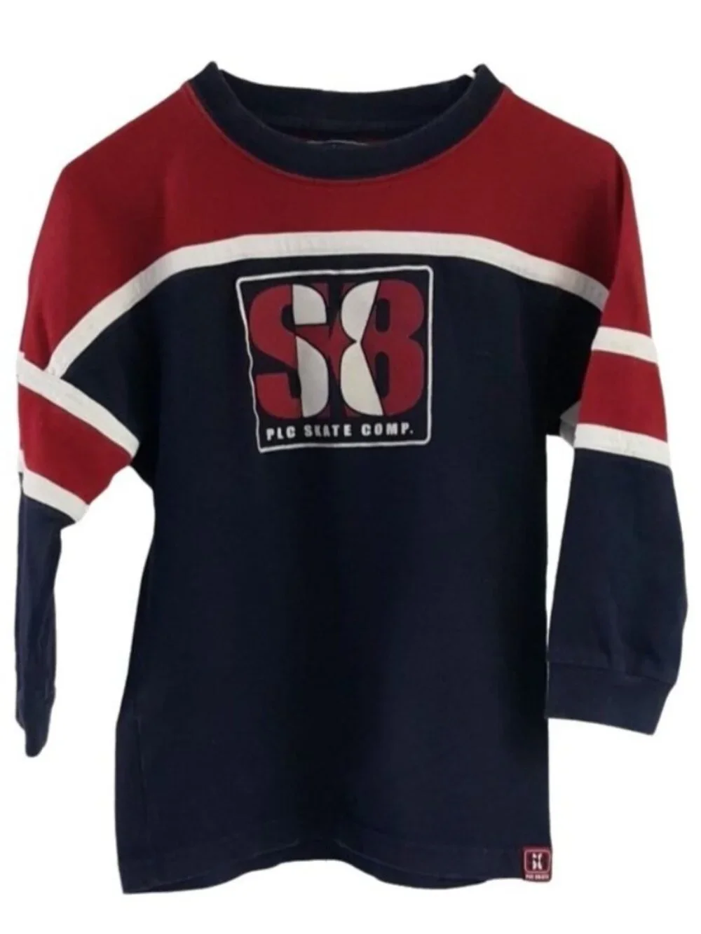 Children's Place Boys SK8 Skate Shirt Blue Size 4 XS Red Color Block Pullover
